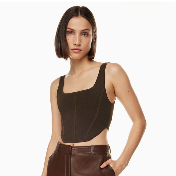 Aritzia Babaton Sculpt Knit Bustier Tank in Coffee Bean Size Small - Picture 2 of 7
